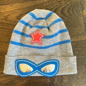 GRAY AND BLUE SUPERHERO WINTER HAT FOR LITTLE ONE